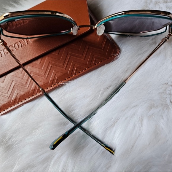 2X HOST PICK! MISSONI Teal Geometric Sunglasses - Picture 5 of 6